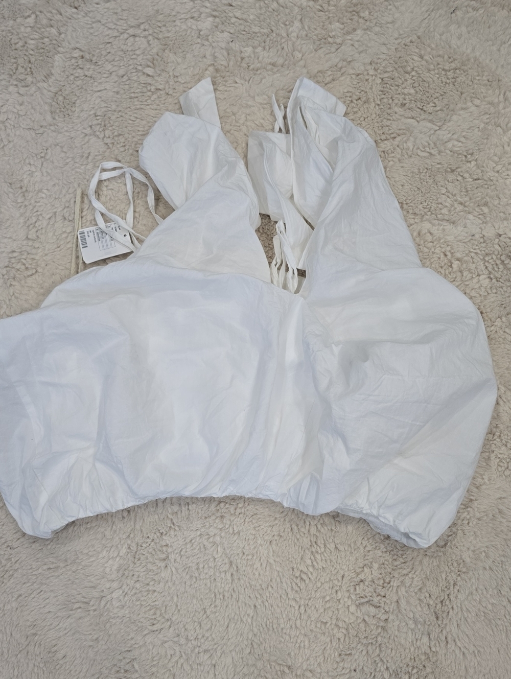 White Cropped Tie-Back Tank Top